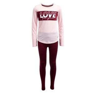 New! Marika Girls Love the Game Long Sleeve Tee Leggings 2-Piece Active Set